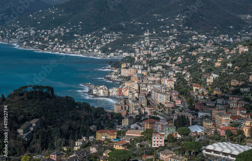 Fototapeta Naklejka Na Ścianę i Meble -  Coast of the Ligurian Riviera with the view of Camogli