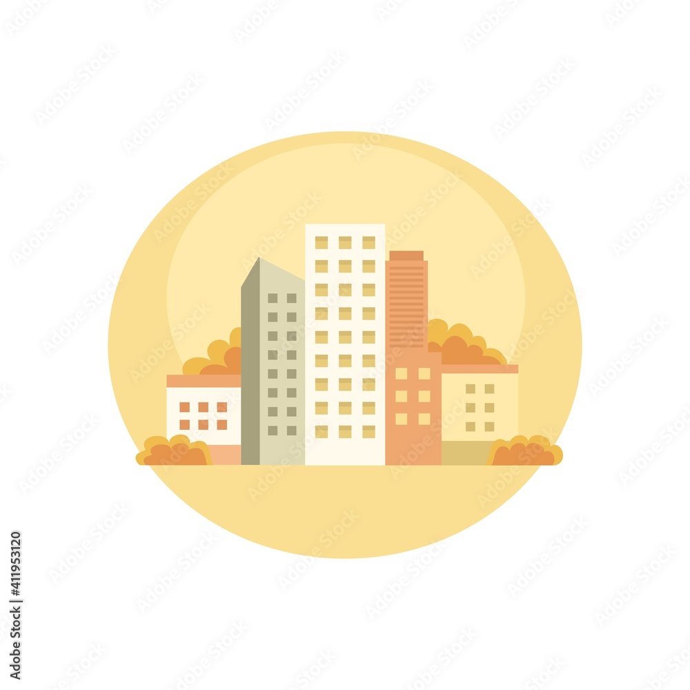 Autumn in the big city. Picture from the series about the seasons. Color vector illustration for designs of brochures, banners, websites and others. Autumn in the big city. Picture from the series about the seasons. Color vector illustration for designs of brochures, banners, websites and others.