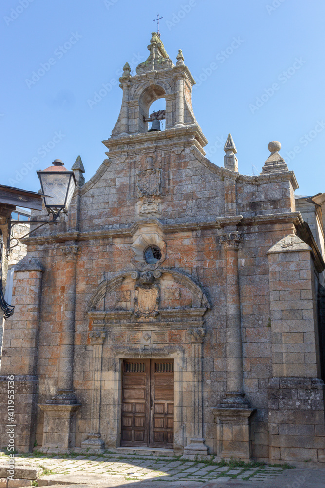 Fototapeta premium Puebla de Sanabria, Spain - September 6, 2020: Chapel of San Cayetano in center historic of Puebla de Sanabria.