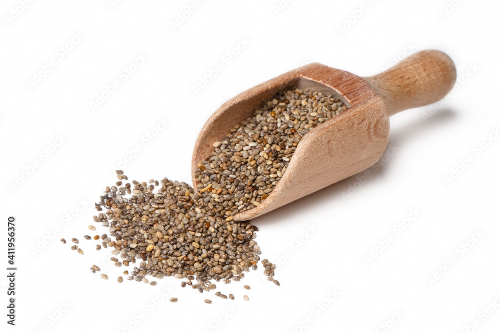 Chia seeds on a white background Chia seeds on a white background