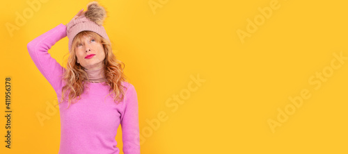 isolated woman with thoughtful expression