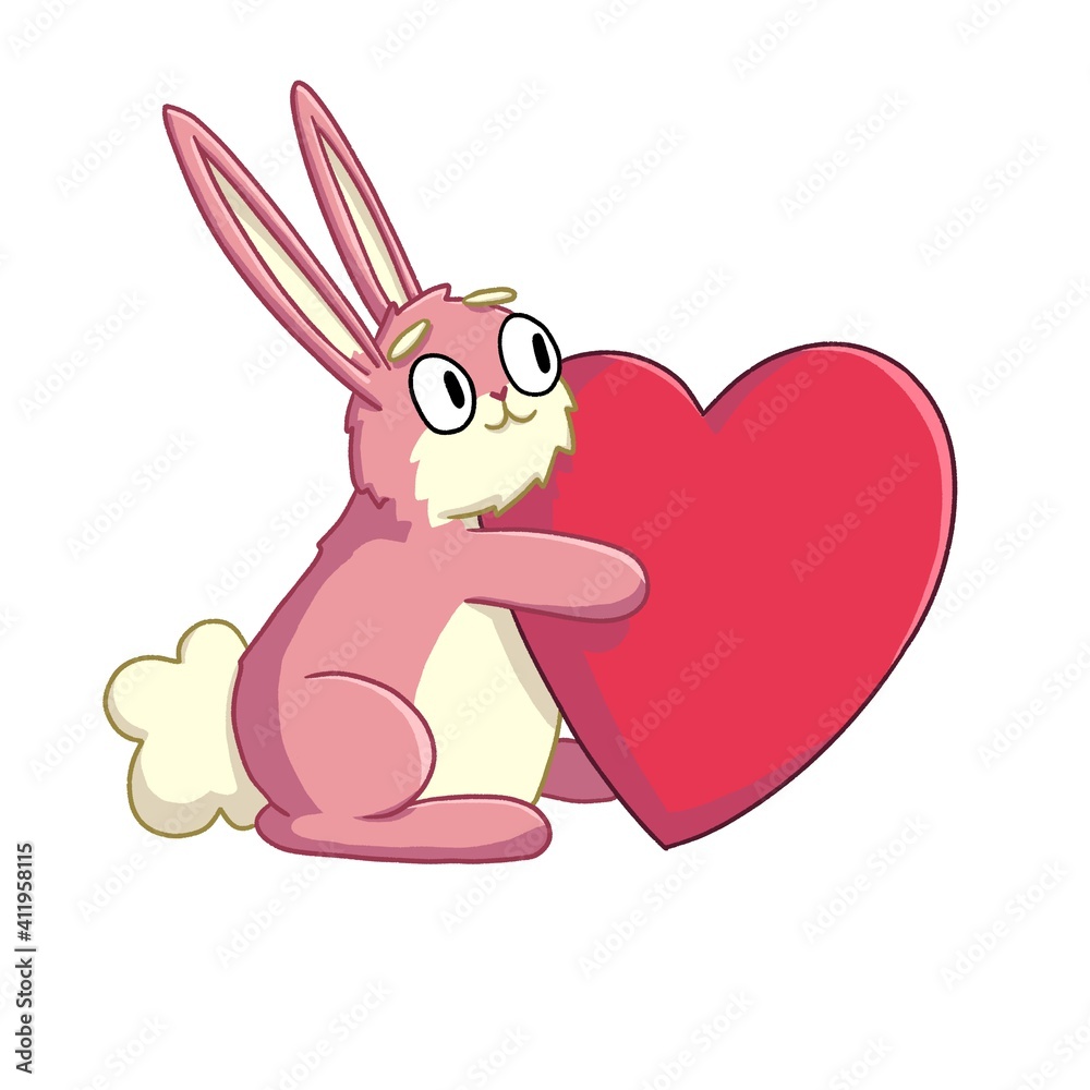 A cute bunny cartoon, with heart figure A cute bunny cartoon, with heart figure