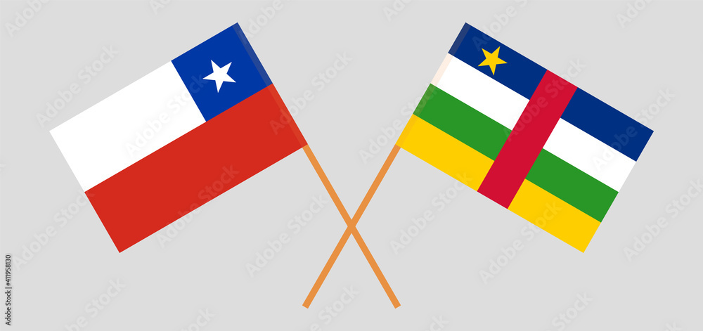 Crossed flags of Chile and Central African Republic