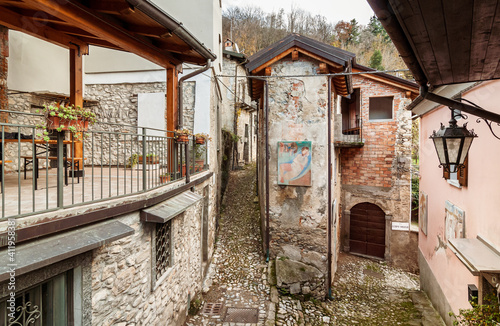 Ancient street at painters village Arcumeggia in province of Varese, Italy. photo