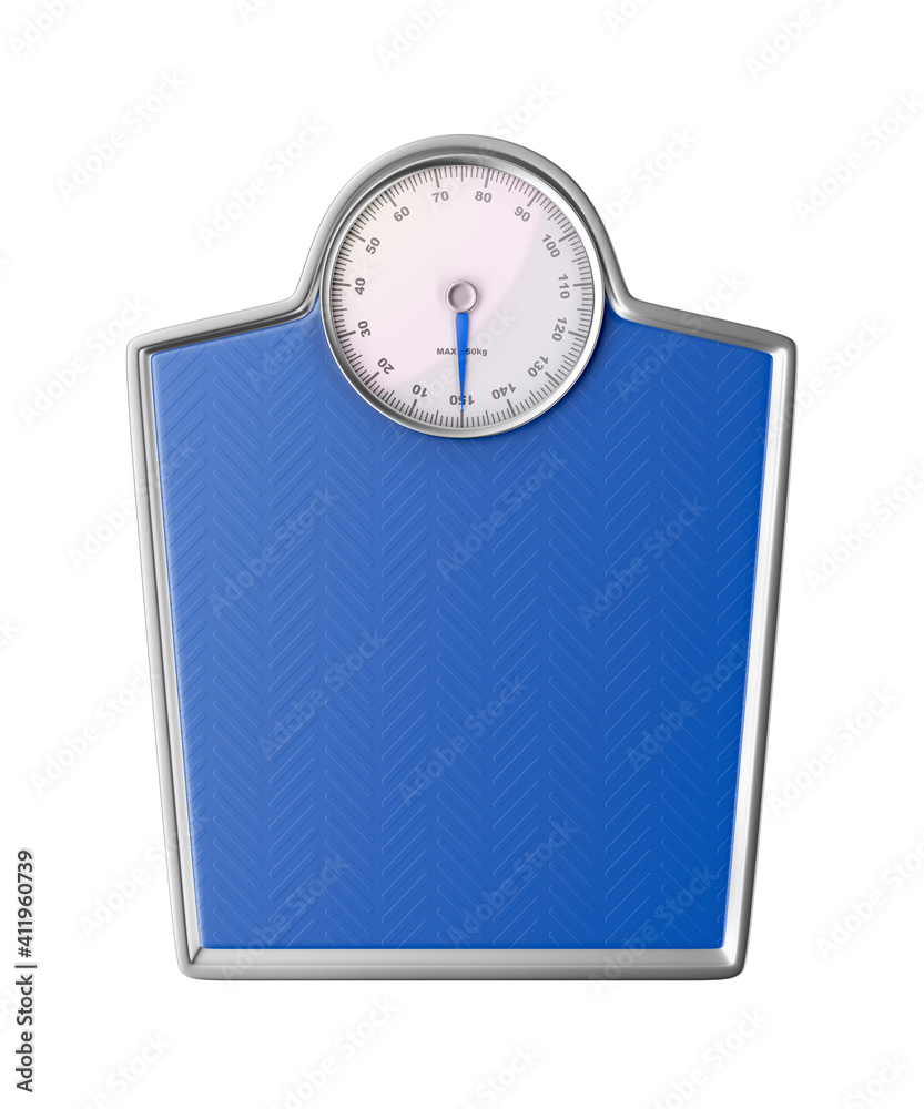 Analog bathroom scale isolated on white background, top view