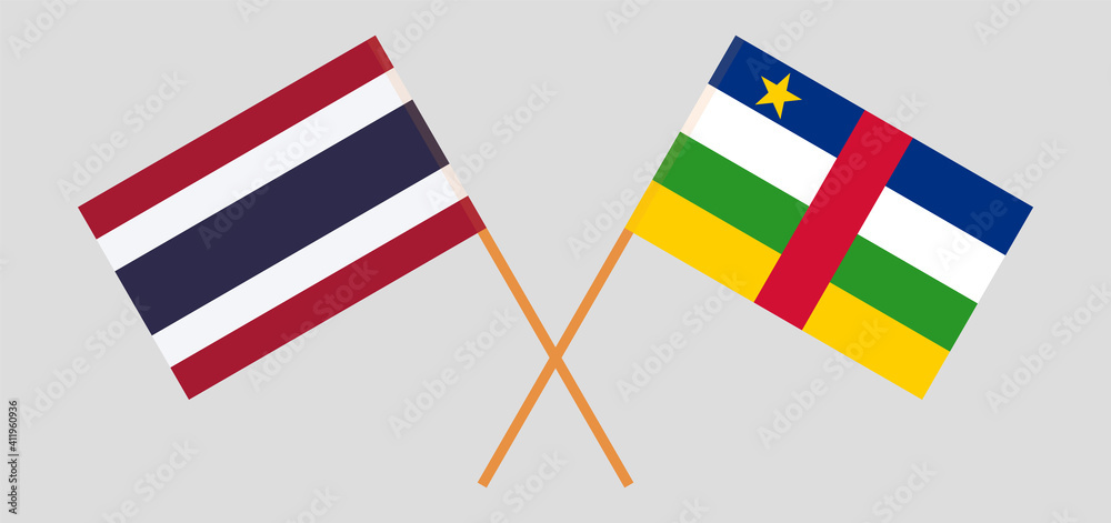 Crossed flags of Thailand and Central African Republic