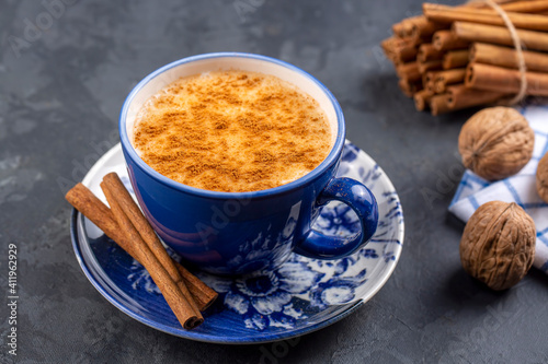 Blue cup of salep milky hot...