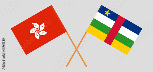 Crossed flags of Hong Kong and Central African Republic