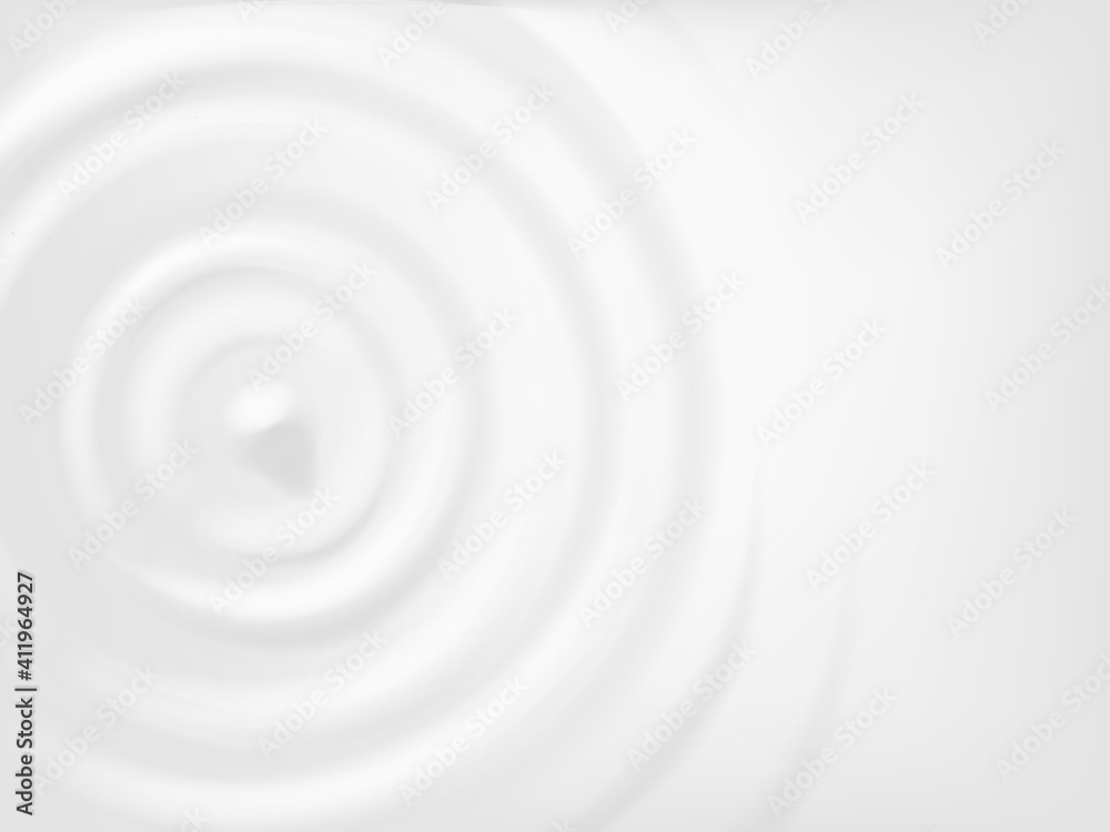 Milk circle ripple. Concentric splash waves on cream, yogurt or dairy product. Realistic top view round drop ripples texture, vector concept. Radial waves or rings for advertisement