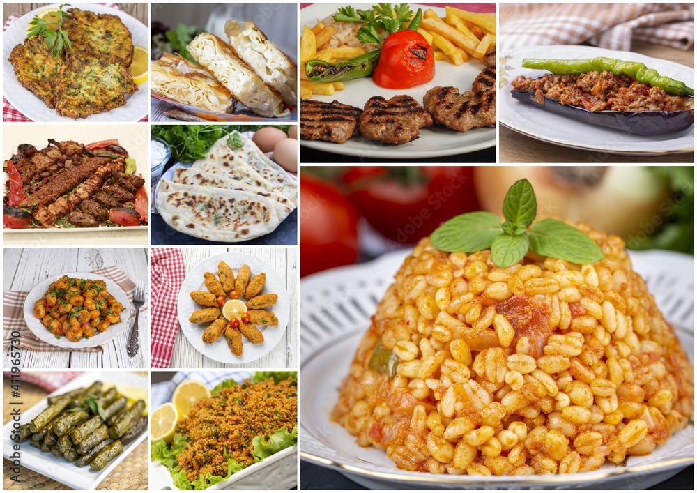 Traditional delicious Turkish foods collage Traditional delicious Turkish foods collage