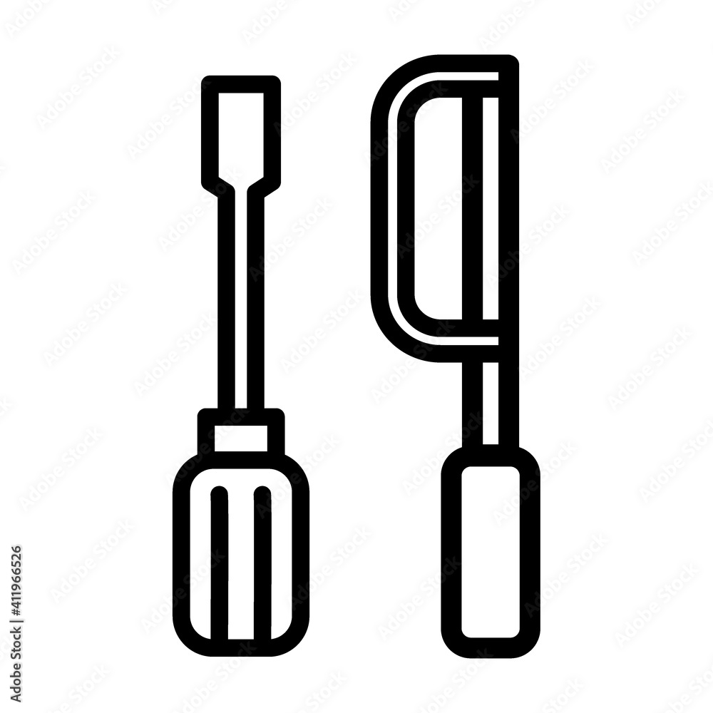 Saw and screwdriver simple vector icon or logo Saw and screwdriver simple vector icon or logo
