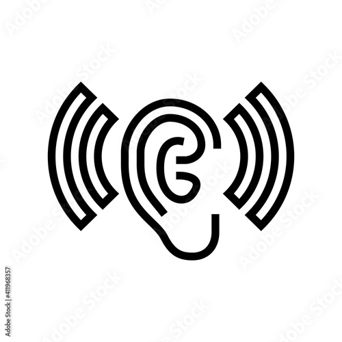listening and hearing noise line icon vector. listening and hearing noise sign. isolated contour symbol black illustration
