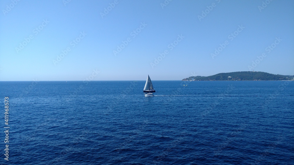 yacht in the blue sea