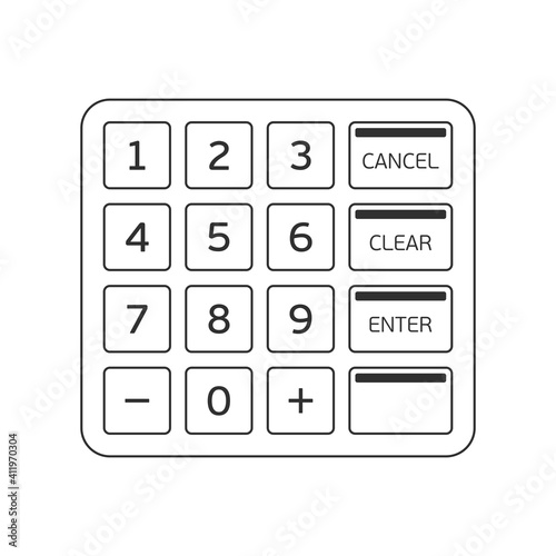 Atm keypad isolated on white. Keyboard buttons of automated teller machine. Vector illustration EPS 10.