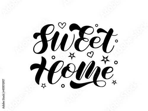 Vector stock illustration. Sweet home brush lettering for banner or poster