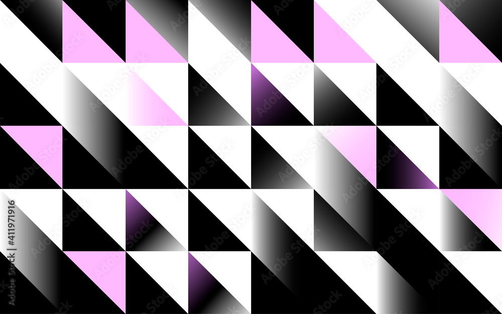 abstract background of black, white and pink triangles