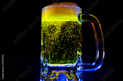 beer in jar dark background