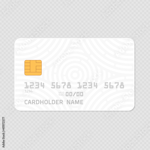 Credit Card realistic mockup. Clear plastic card template on transparent background. Business and finance concept.