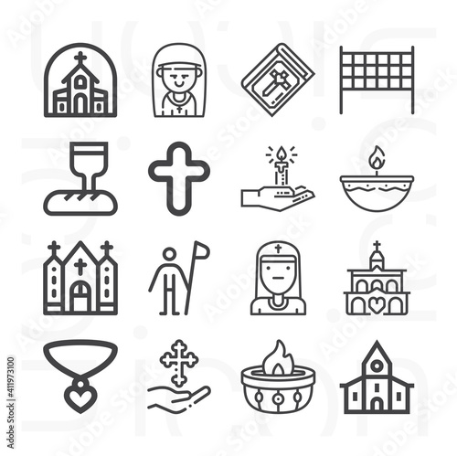 16 pack of pray lineal web icons set