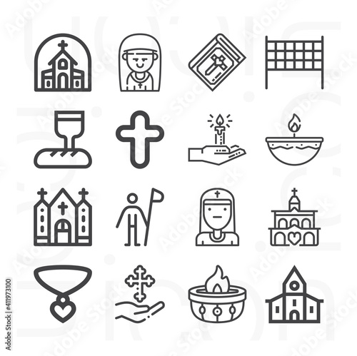 16 pack of pray  lineal web icons set