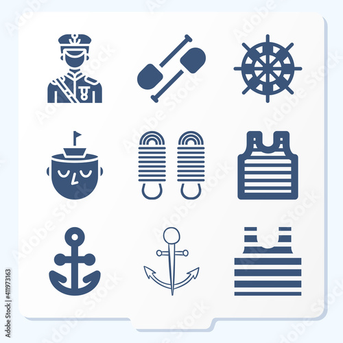 Simple set of 9 icons related to ashore