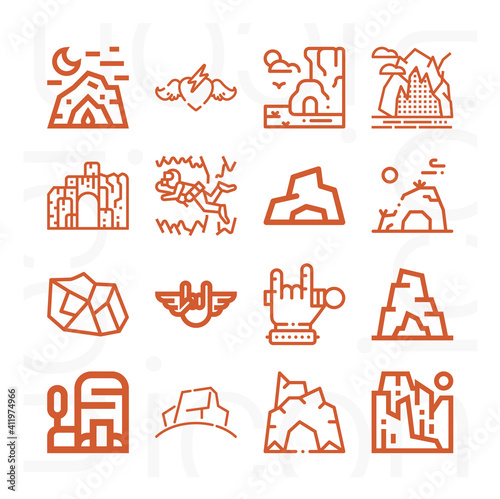 16 pack of boulder  lineal web icons set