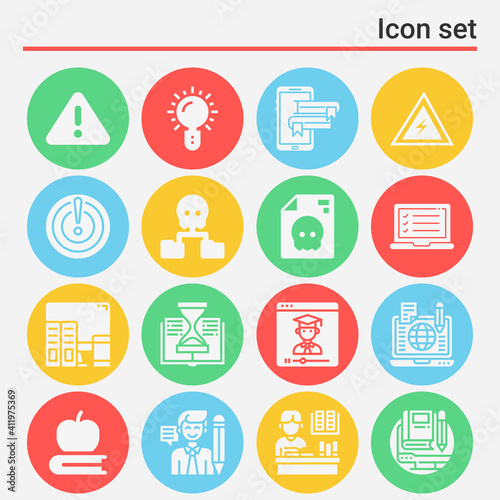 16 pack of extinction  filled web icons set