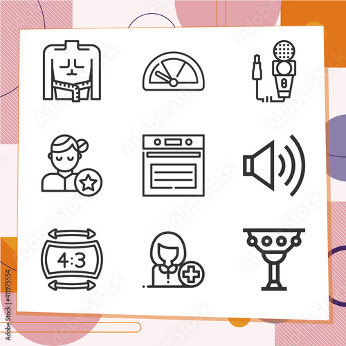 Simple set of 9 icons related to turnover