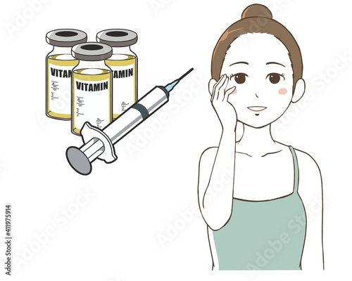 ビタミン注射を行う女性　肌白