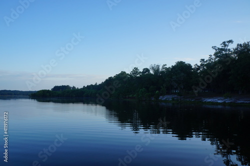 reflection of trees in lake