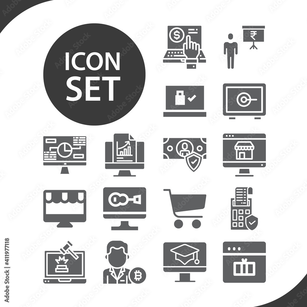 Simple set of credit related filled icons.
