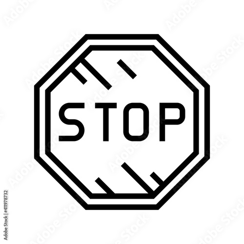 stop road sign line icon vector. stop road sign sign. isolated contour symbol black illustration
