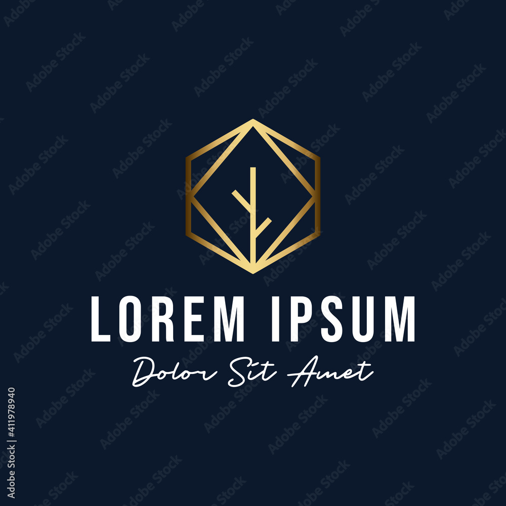 Gold leaf tree logo design premium Gold leaf tree logo design premium
