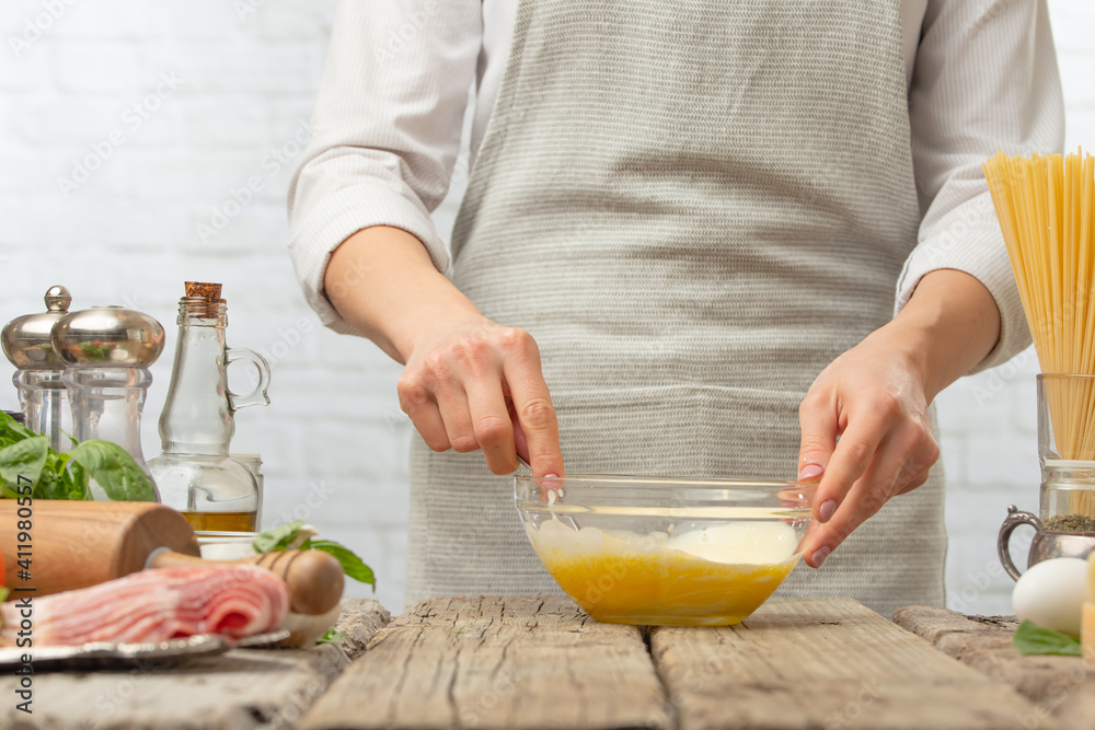 Chef Preparing Cheese Sauce, Light Kitchen Recipe Book, Cooking and Gastronomy Chef Preparing Cheese Sauce, Light Kitchen Recipe Book, Cooking and Gastronomy