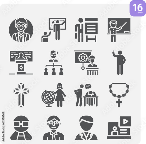 Simple set of missionary related filled icons.