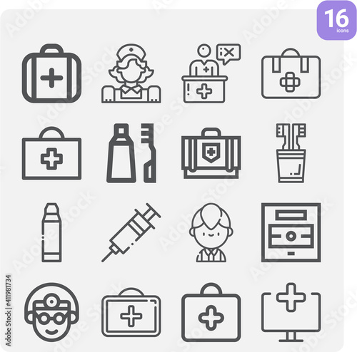 Simple set of surgeon related lineal icons.