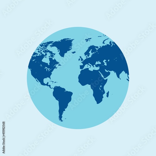 Globe, Planet Earth, World map flat illustration vector