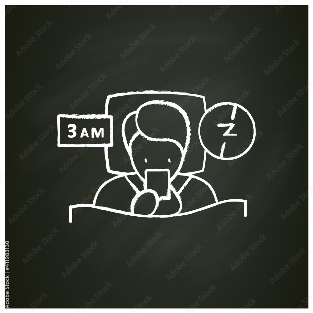 Difficulty falling asleep chalk icon. Insomnia. Sleep disorder. Healthy sleeping concept. Sleep problems treatment. Falling asleep trouble. Health care. Isolated vector illustration on chalkboard Difficulty falling asleep chalk icon. Insomnia. Sleep disorder. Healthy sleeping concept. Sleep problems treatment. Falling asleep trouble. Health care. Isolated vector illustration on chalkboard