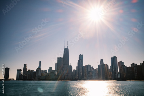 city skyline at sunset Chicago  © Kilder