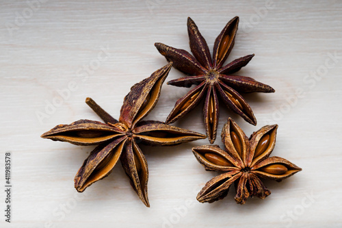 Close-up of star anise on the table.