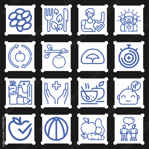 16 pack of adolescents  lineal web icons set