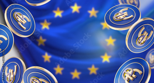 European digital e-euro currency symbolic 3d-illustration photo