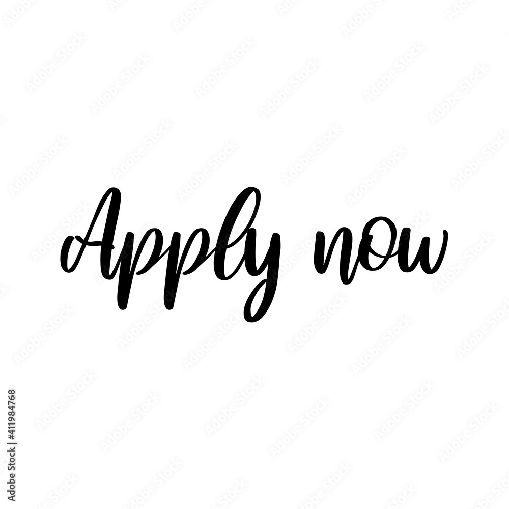 Apply now. Vector phrase for social media, blogging, web. Calligraphic lettering. Apply now. Vector phrase for social media, blogging, web. Calligraphic lettering.