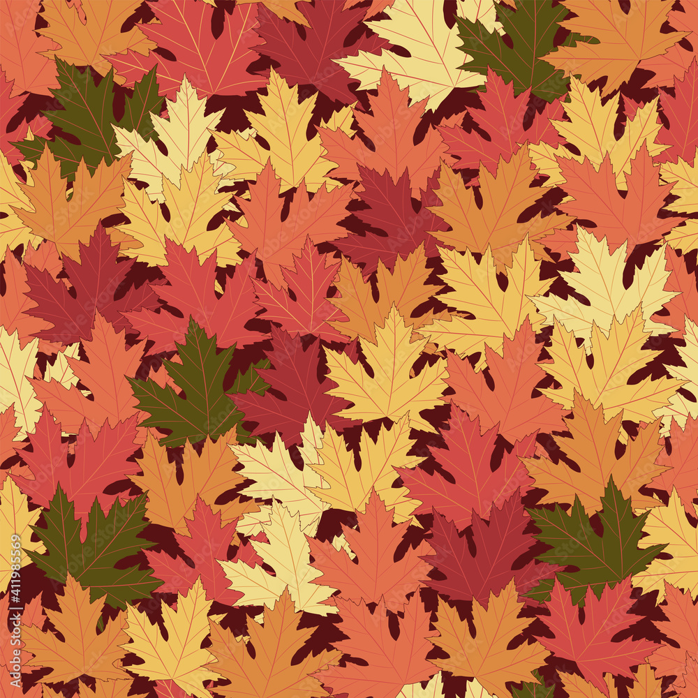 Fototapeta premium Autumn leaves seamless pattern