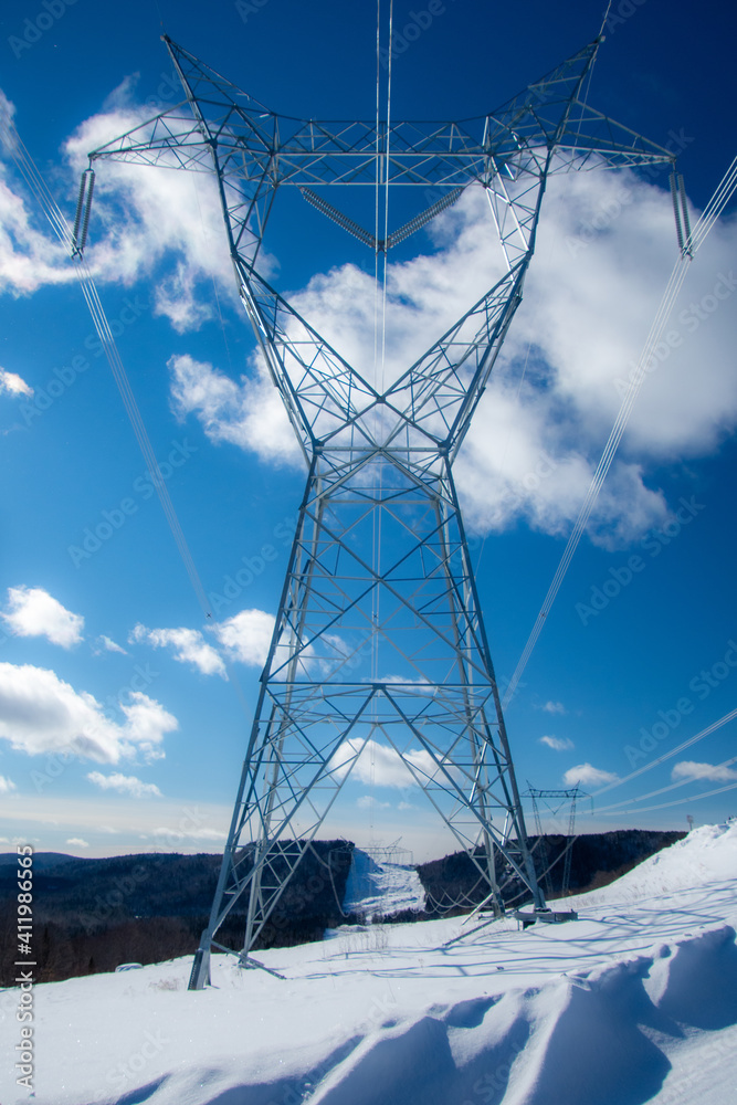Electricity pylon under winter sky Electricity pylon under winter sky