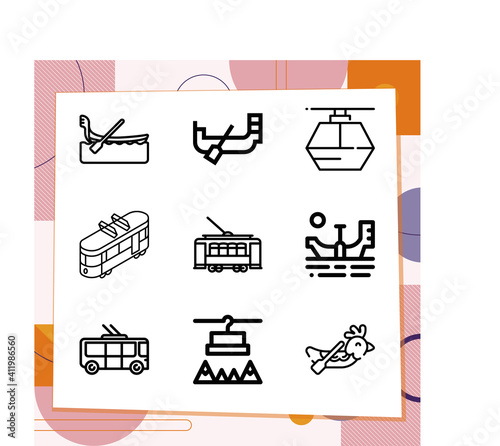 Simple set of 9 icons related to in public