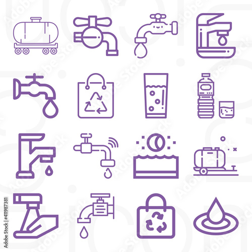 16 pack of artificial lake  lineal web icons set