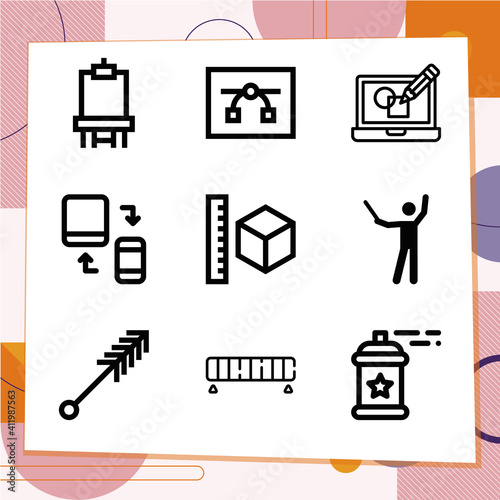 Simple set of 9 icons related to collector