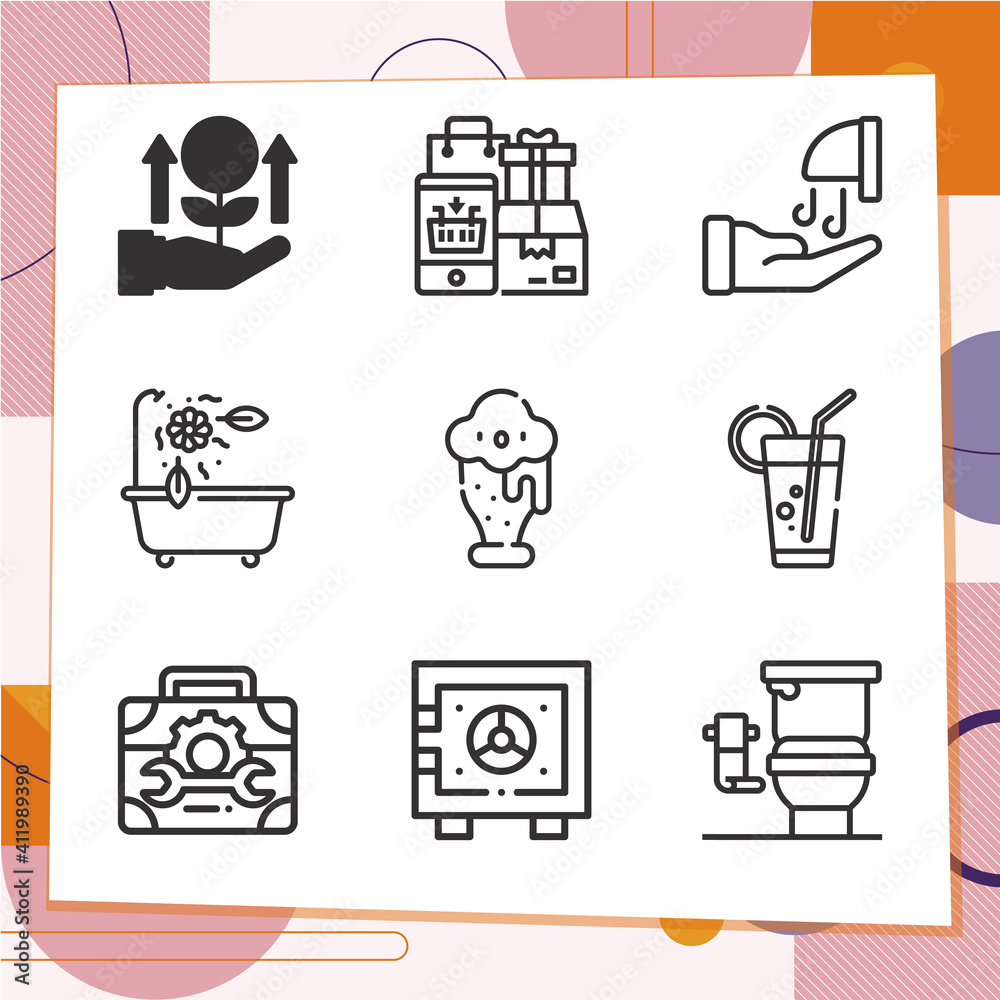Simple set of 9 icons related to give Simple set of 9 icons related to give
