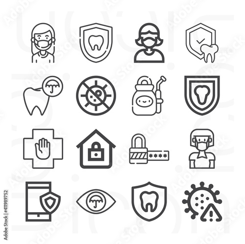 16 pack of stopping  lineal web icons set